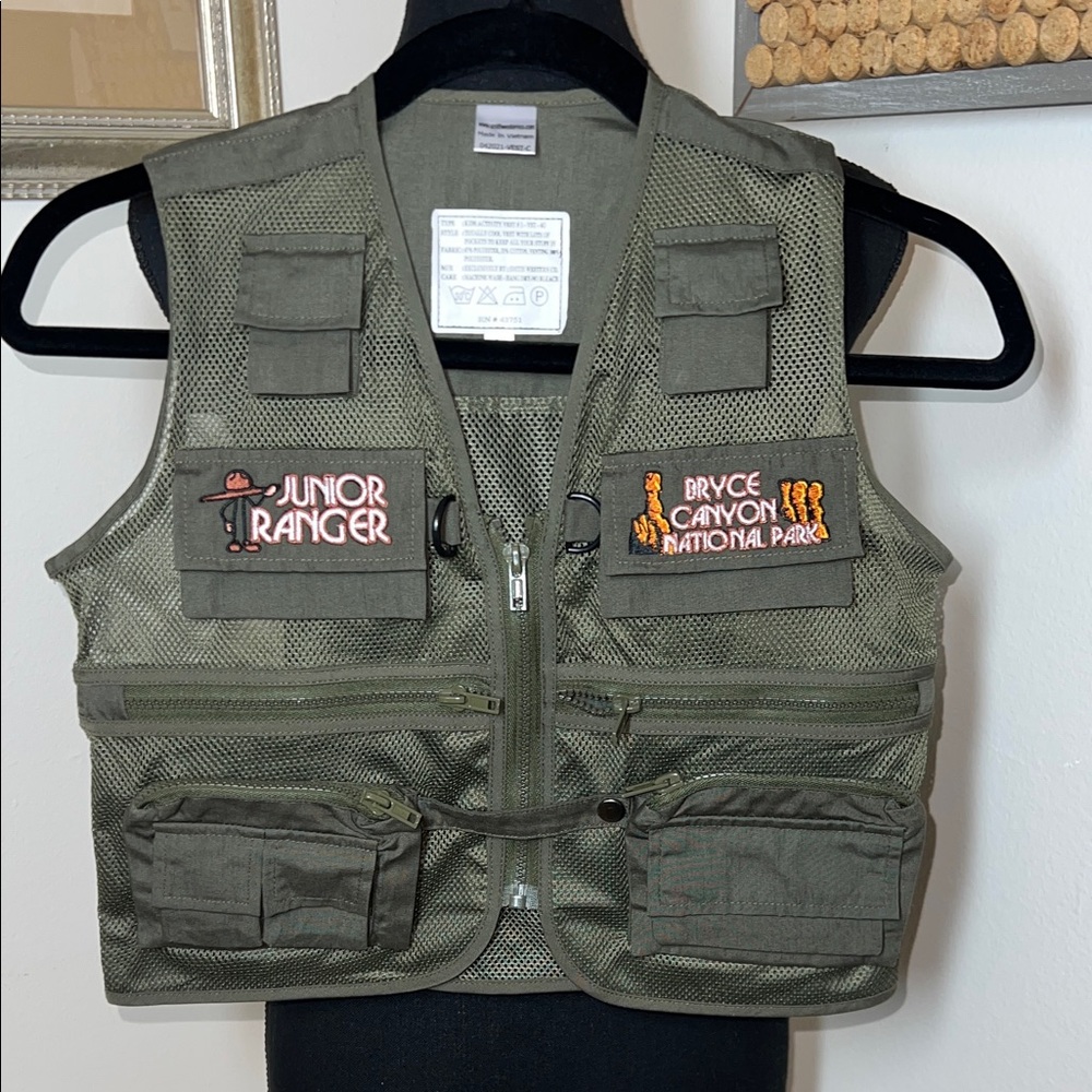 Junior Ranger Bryce Canyon National Park Kids Explorer Vest - Olive Green